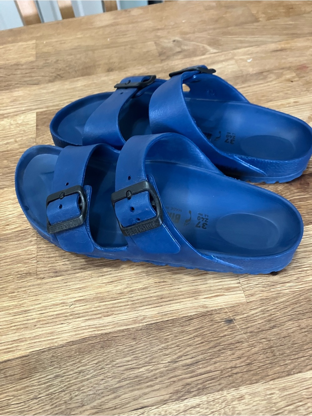 Birkenstock women’s Royal Blue Two-Buckle EVA Slides